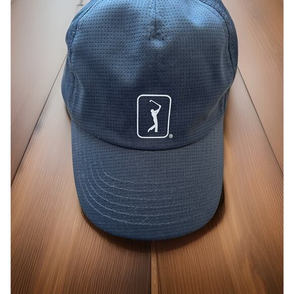 PGA TOUR Spell Out Logo Airflux Mesh Golf Cap Black Adjustable StrapBack Hat - Picture 8 of 8